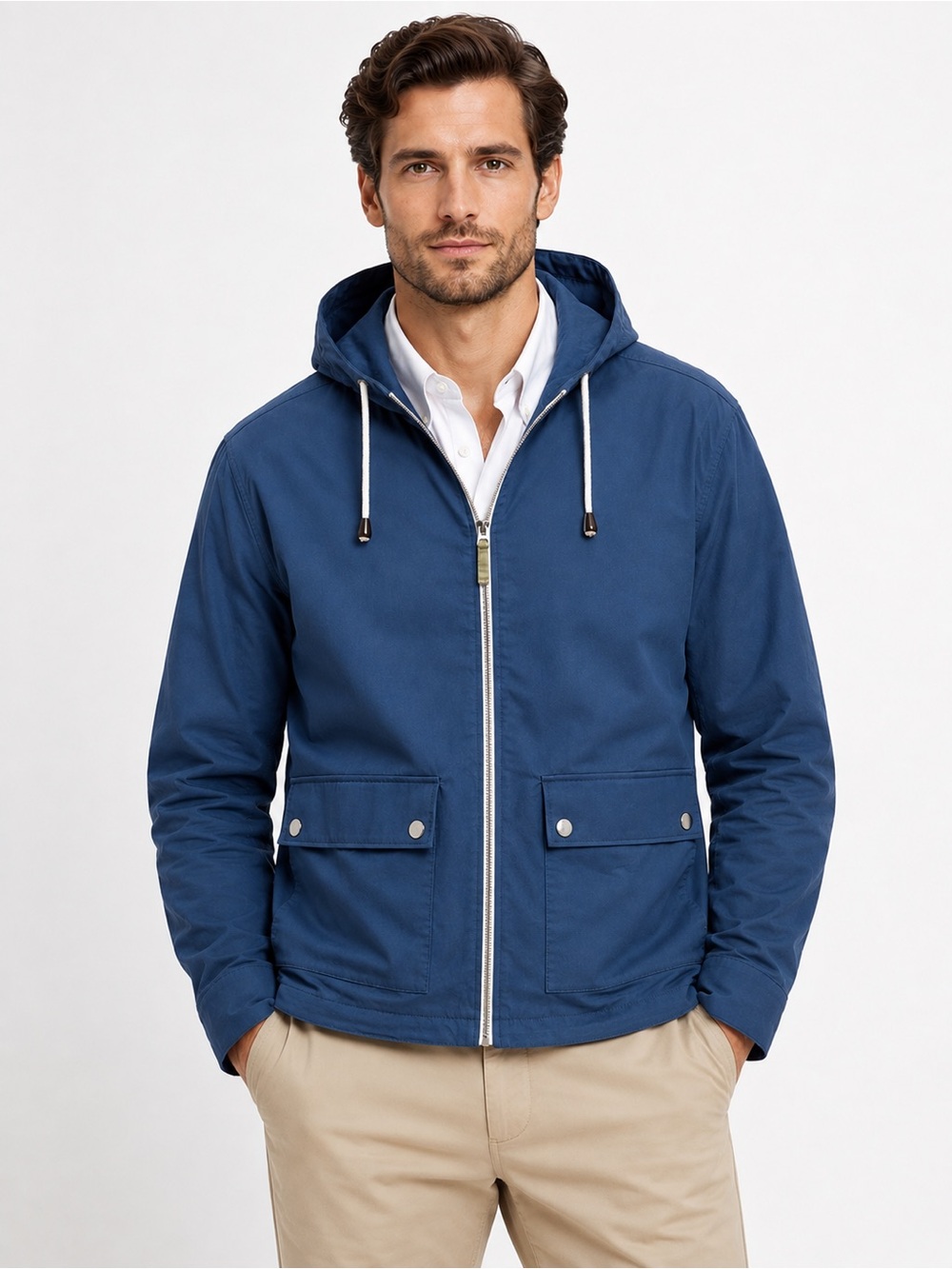 Brooks Brothers Men’s Hooded Jacket – Blue – Size M